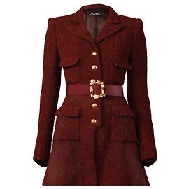Set Chanel Giacca e Pantaloni in Lana Bouclé Rosso Scuro