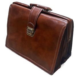 Autre Marque Textier vintage brown cowhide leather business document briefcase