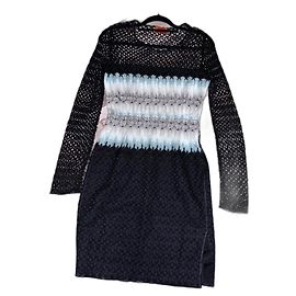 Abito nero e colori pastello lavorato a maglia Modello: 113.MD.172240 2720 40 00006394865 Missoni arancione Etichetta prima linea pizzo uncinetto perla blu rosa verde pastello cielo cintura aderente aderente lavorato a maglia Missoni