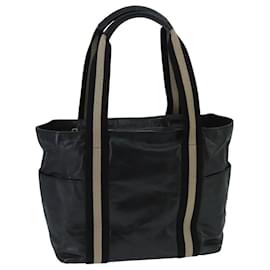 BALLY Tote Bag Leder Schwarz Silber Gold Auth bs19767