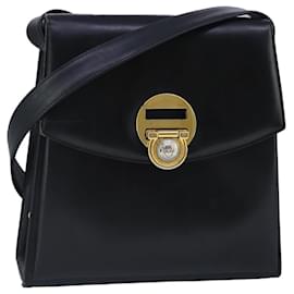 Borsa a spalla Gianni Versace in pelle nera e oro Auth bs20156