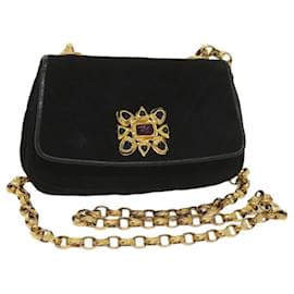 CHANEL Chain Gripoix Schultertasche aus schwarzem Wildleder CC Auth hk1073 - Chanel