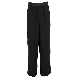 Pantalons à jambes larges Giorgio Armani en cupro noir