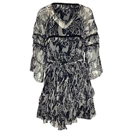 Abito mini in chiffon con volant IRO Clash in viscosa nera