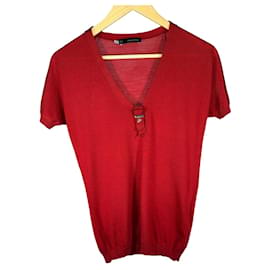 Kurzes Woll-V-Ausschnitt-Pullover in Rot von DSQUARED2 - Dsquared2
