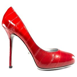 Sapatos Stiletto de couro envernizado vermelho SERGIO ROSSI