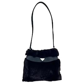 PRADA Mini Borsa a Spalla in Pelliccia Kolinsky Rifinitura in Seta Nera - Prada