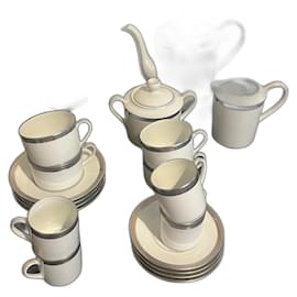 Bernardaud Vercors tea and coffee service 20 pieces white porcelain platinum - Autre Marque