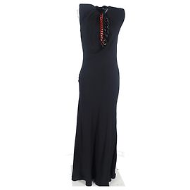 Stella Mc Cartney Maxikleid aus schwarzer Viskose mit Kettendetails von Stella McCartney