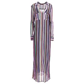 Vestido maxi de manga larga en viscosa multicolor con rayas de punto Missoni