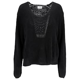 Strickpullover mit Rundhalsausschnitt aus schwarzem Leinen von Acne Studios