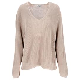 Maglione in lino marrone con scollo a barca di Acne Studios