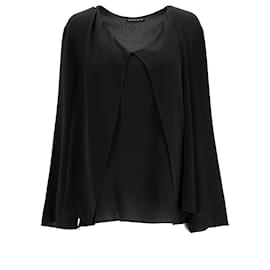 Blusa a maniche lunghe con scollo a V in viscosa nera Etro