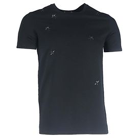 T-shirt girocollo stampata con ape Dior in cotone nero