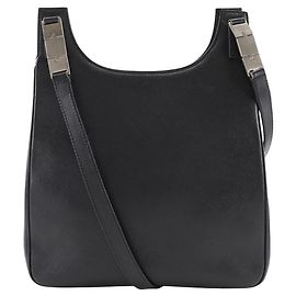 Bolsa de ombro de couro Salvatore Ferragamo preta