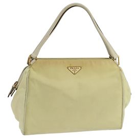 PRADA Borsa a mano in nylon beige Auth ac3438