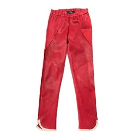 Pantalones Isabel Marant de cuero rojo y ecru