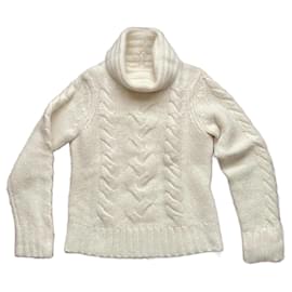 Jones New York Zopfstrickpullover aus Wolle und Angora Creme - Autre Marque