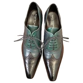 Heschung Richelieu scarpe stringate in pelle nero e blu