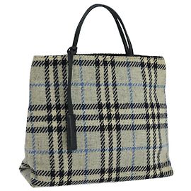 Borsa a mano in lana grigia a quadri Nova di BURBERRY Auth 101983