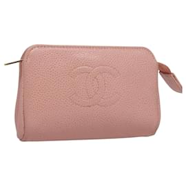 Bolso CHANEL Piel Caviar Rosa Oro CC Auth 101855