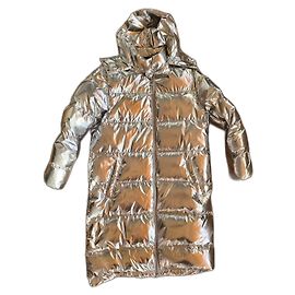 Giacca trapuntata metallica Louis Vuitton con piume d'oca