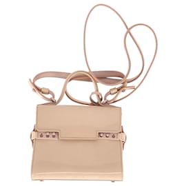 Borsa Micro Tempête Delvaux in pelle verniciata beige