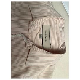Paul Smith Gestreifte Bluse in Rosa Weiß mit weißer Spitze
