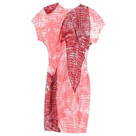 Gedrucktes knielanges Kurzarmkleid aus roter Viskose von Acne Studios