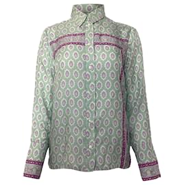 Camisa estampada Sandro en seda verde