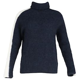 Ganni Strickpullover aus marineblauer Wolle mit Rollkragen