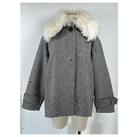 Stella Mc Cartney Stella McCartney Chaqueta Oversized de Espiga en Lana con Ribete de Shearling