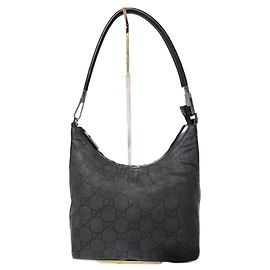 Borsa a spalla hobo in nylon GG vintage Gucci nera