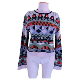 Henrik Vibskov Intarsia Strickpullover Mehrfarbig Wolle M