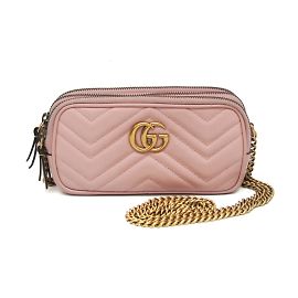 Gucci GG Marmont Schultertasche aus hellrosa Leder