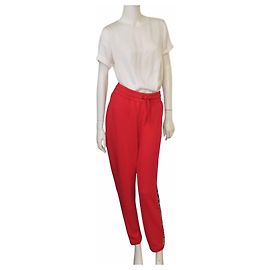 Pantalones de chándal Burberry rojos de algodón Signature