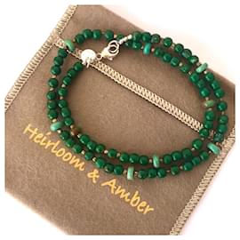 Autre Marque Heirloom&Amber Halskette Türkise und Grüne Perlen Sterlingsilber