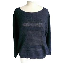 Vanessa Bruno Athe DIE VANESSA BRUNO Wunderschöner marineblauer Mohair-Pullover mit silbernen Fäden T2