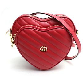 Gucci Interlocking G Heart Leather Shoulder Bag
