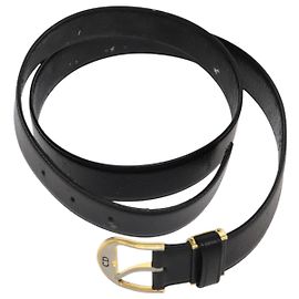 Schwarzer Leder-Gürtel Christian Dior Auth ti2452