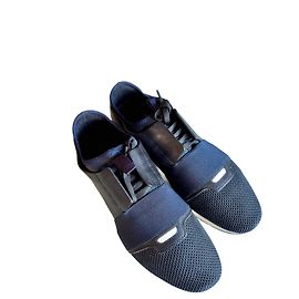 Sneakers Balenciaga Blu Navy in Cotone e Pelliccia
