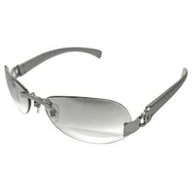 Chanel CC Logo Silver Grey Rimless Sunglasses 4037