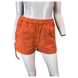 Pantaloncini Maje in pelle scamosciata arancione corallo