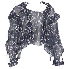 Blusa in seta blu con stampa floreale e volant di Isabel Marant