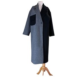 Autre Marque Bouguessa Abrigo Osa Bicolor Negro y Gris Lana