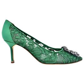 Décolleté Manolo Blahnik Hangisi in pelle verde