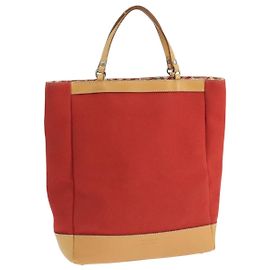 Burberry Blue Label Tote Bag aus Canvas rot Auth hk1973