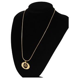 Colar Christian Dior metal ouro Auth am7410