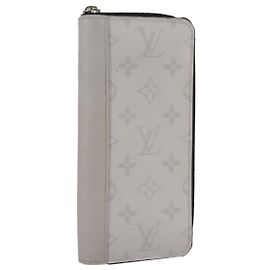 LOUIS VUITTON Taigalama Zippy Wallet Vertikales Portemonnaie Weiß M30446 LV Auth am7452