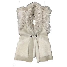 Isabel Marant Bryana Ärmellose Jacke aus Lammleder Creme